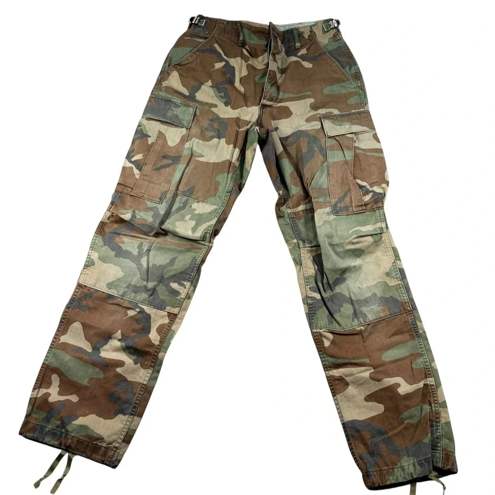 Camo Cargo Pants Military Army Combat Woodland Style Drawstring Trousers‎